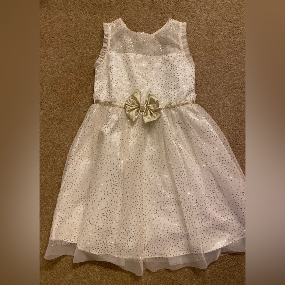 Jona Michelle Glittering White and Gold Formal Dress